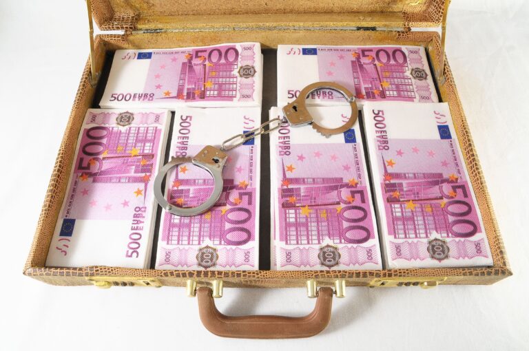 Mallette de billets de 500€ avec des menottes